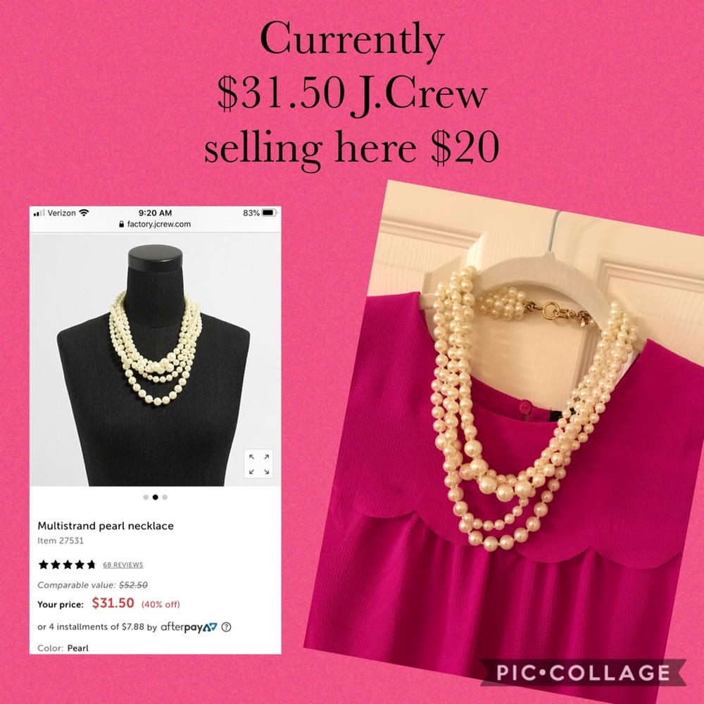 J crew pearl multi strand necklace